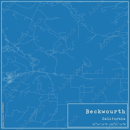 Blueprint US city map of Beckwourth  California.