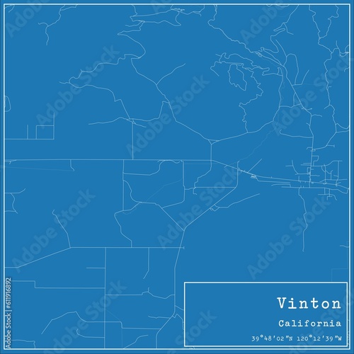 Blueprint US city map of Vinton, California. photo