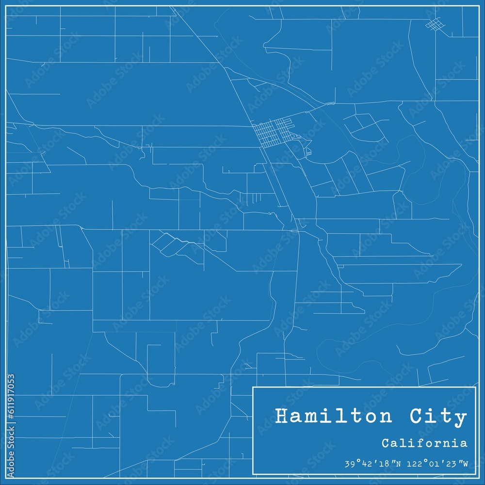 Obraz premium Blueprint US city map of Hamilton City, California.