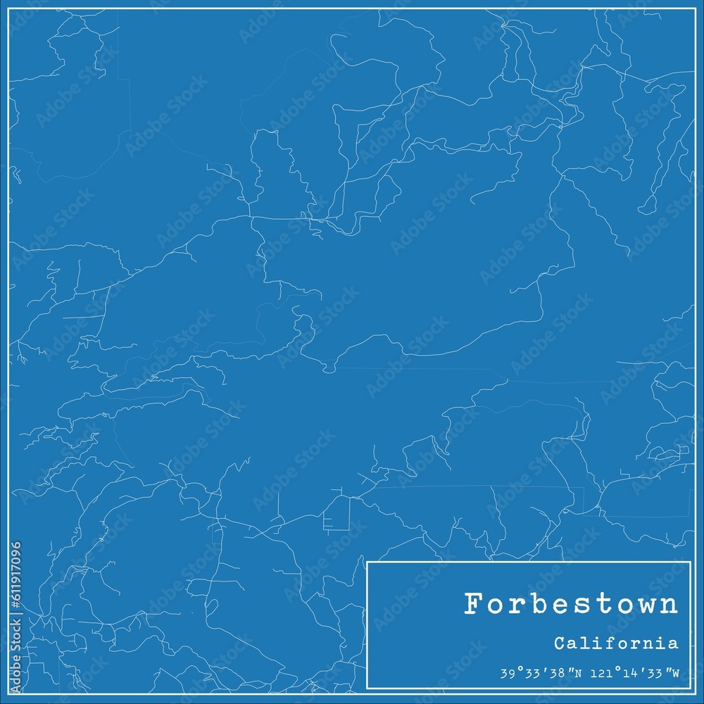 Blueprint US city map of Forbestown, California.