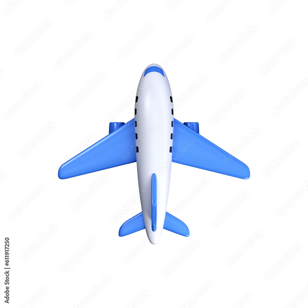 Fototapeta premium 3d Airplane icon in flight. Air transport, travel.