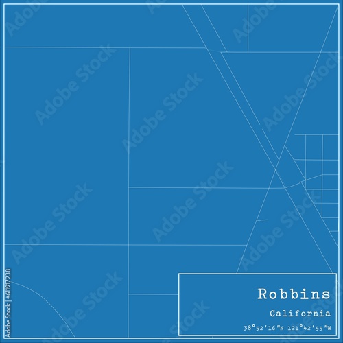 Papier peint Blueprint US city map of Robbins, California.