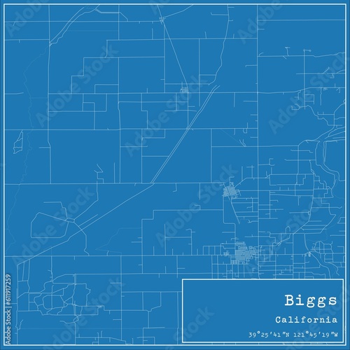Blueprint US city map of Biggs  California.