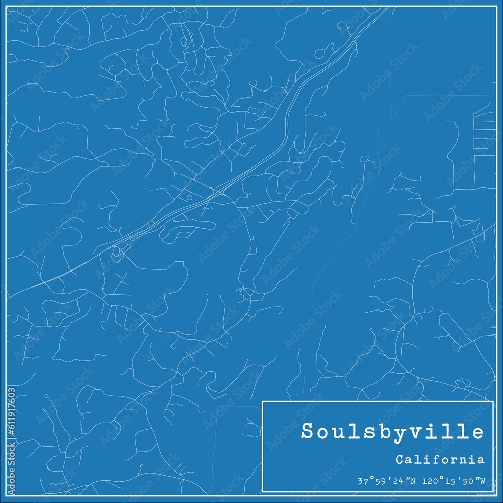 Blueprint US city map of Soulsbyville, California. Blueprint US city map of Soulsbyville, California.