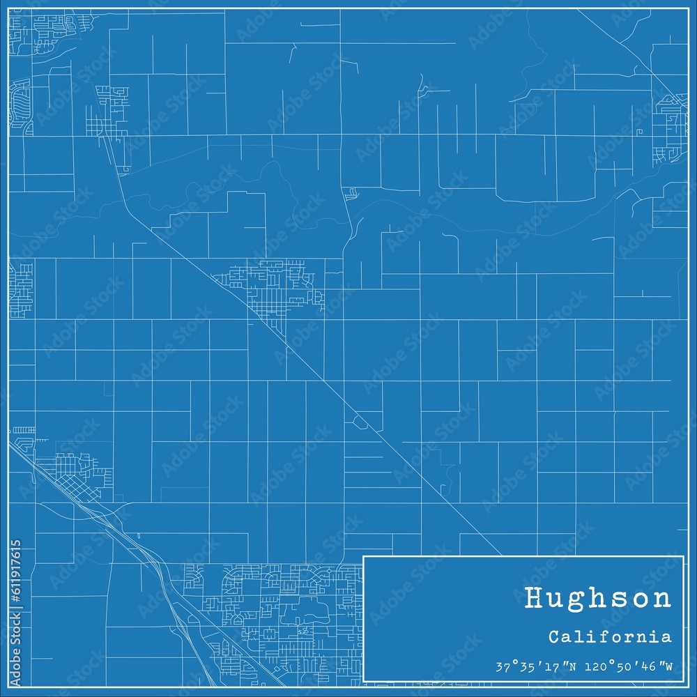 Blueprint US city map of Hughson, California. - obrazy, fototapety, plakaty 