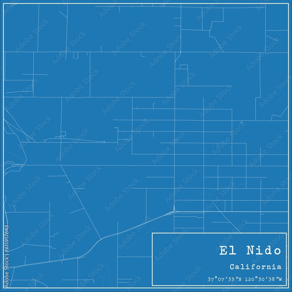 Fototapeta premium Blueprint US city map of El Nido, California.