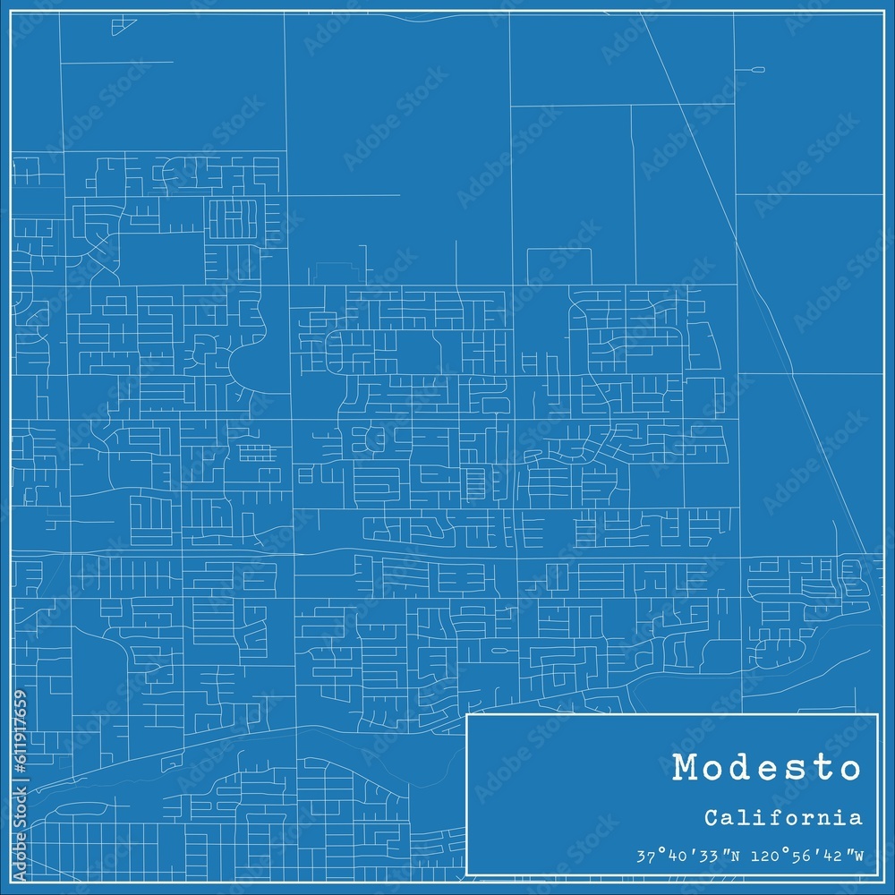 Blueprint US city map of Modesto, California. Blueprint US city map of Modesto, California.