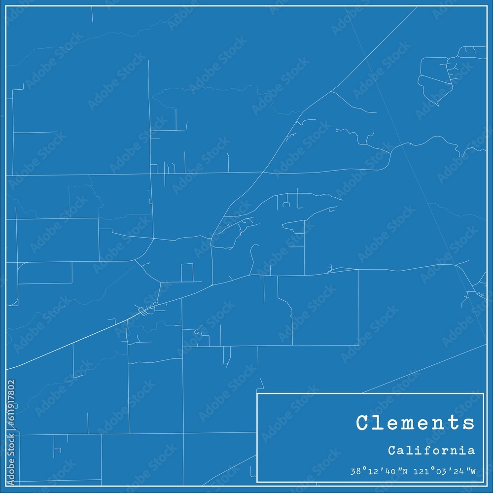 Blueprint US city map of Clements, California. Blueprint US city map of Clements, California.