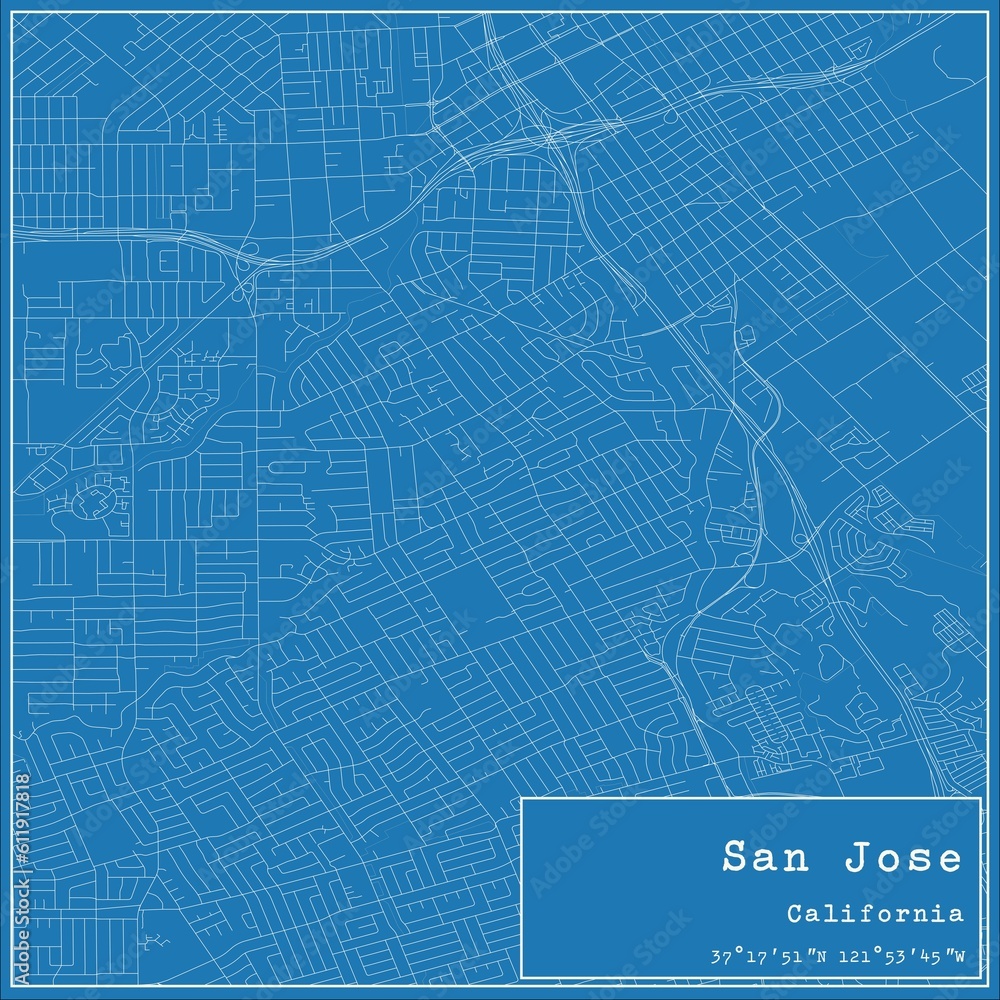 Fototapeta mapa świata dla dzieci Blueprint US city map of San Jose 