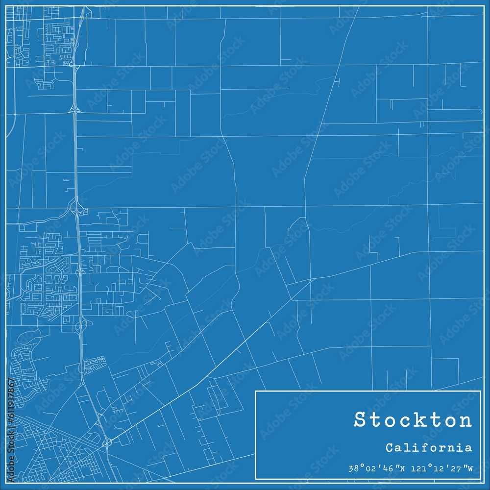 Blueprint US city map of Stockton, California. Blueprint US city map of Stockton, California.