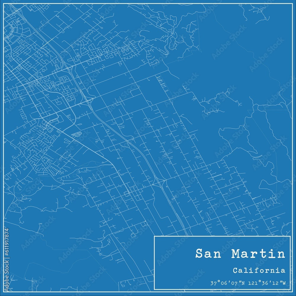 Blueprint US city map of San Martin, California. Blueprint US city map of San Martin, California.