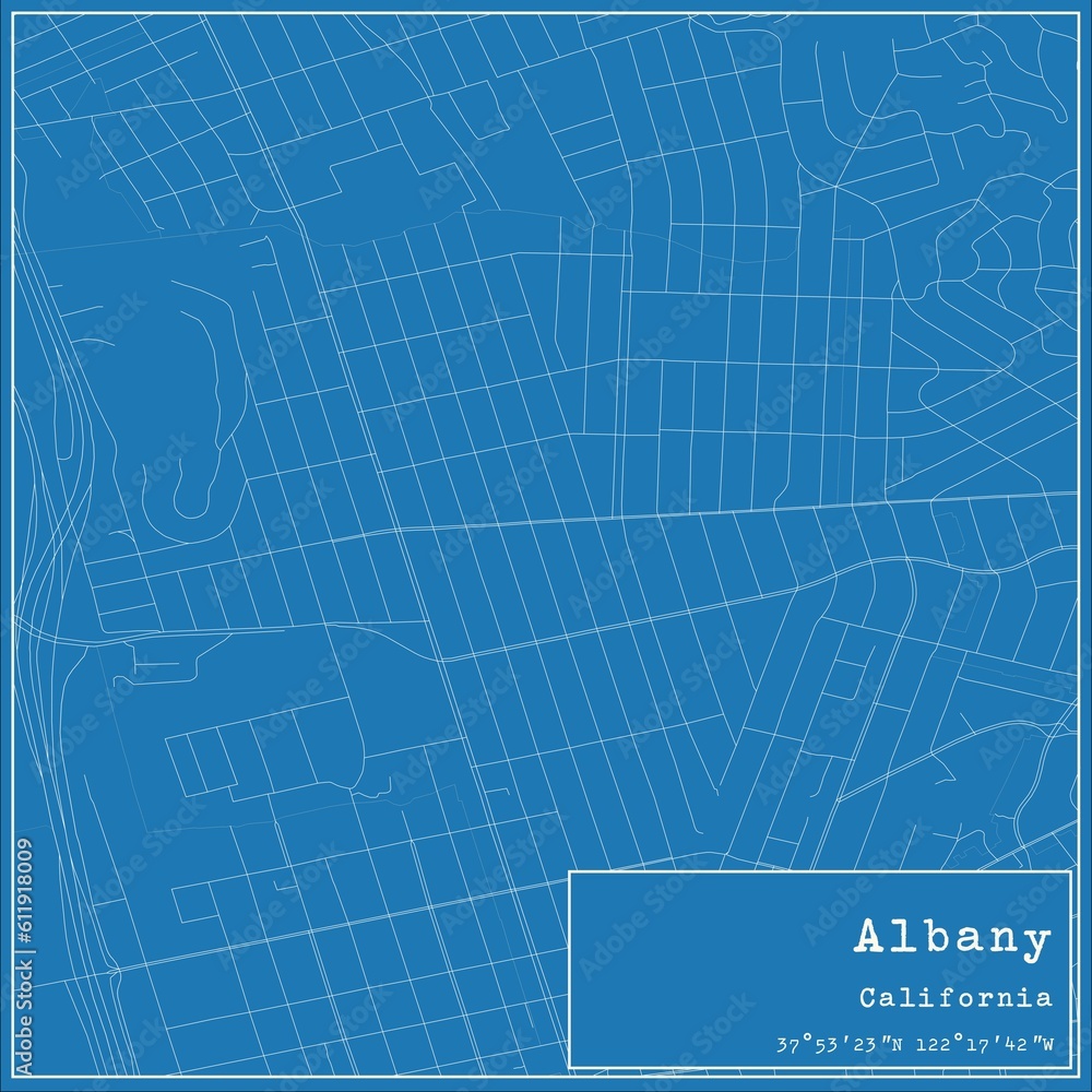 Fototapeta premium Blueprint US city map of Albany, California.