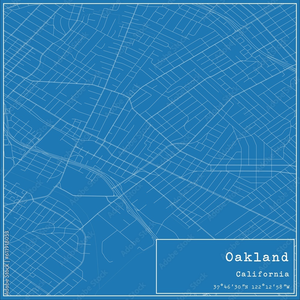 Blueprint US city map of Oakland, California. Blueprint US city map of Oakland, California.