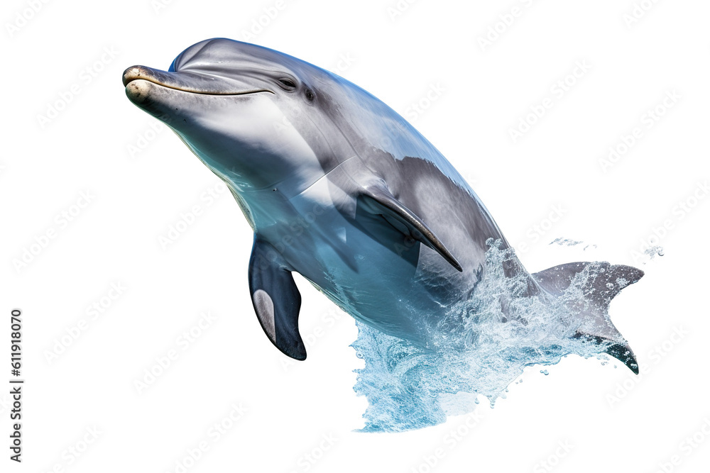 dolphin isolated white background PNG - obrazy, fototapety, plakaty 