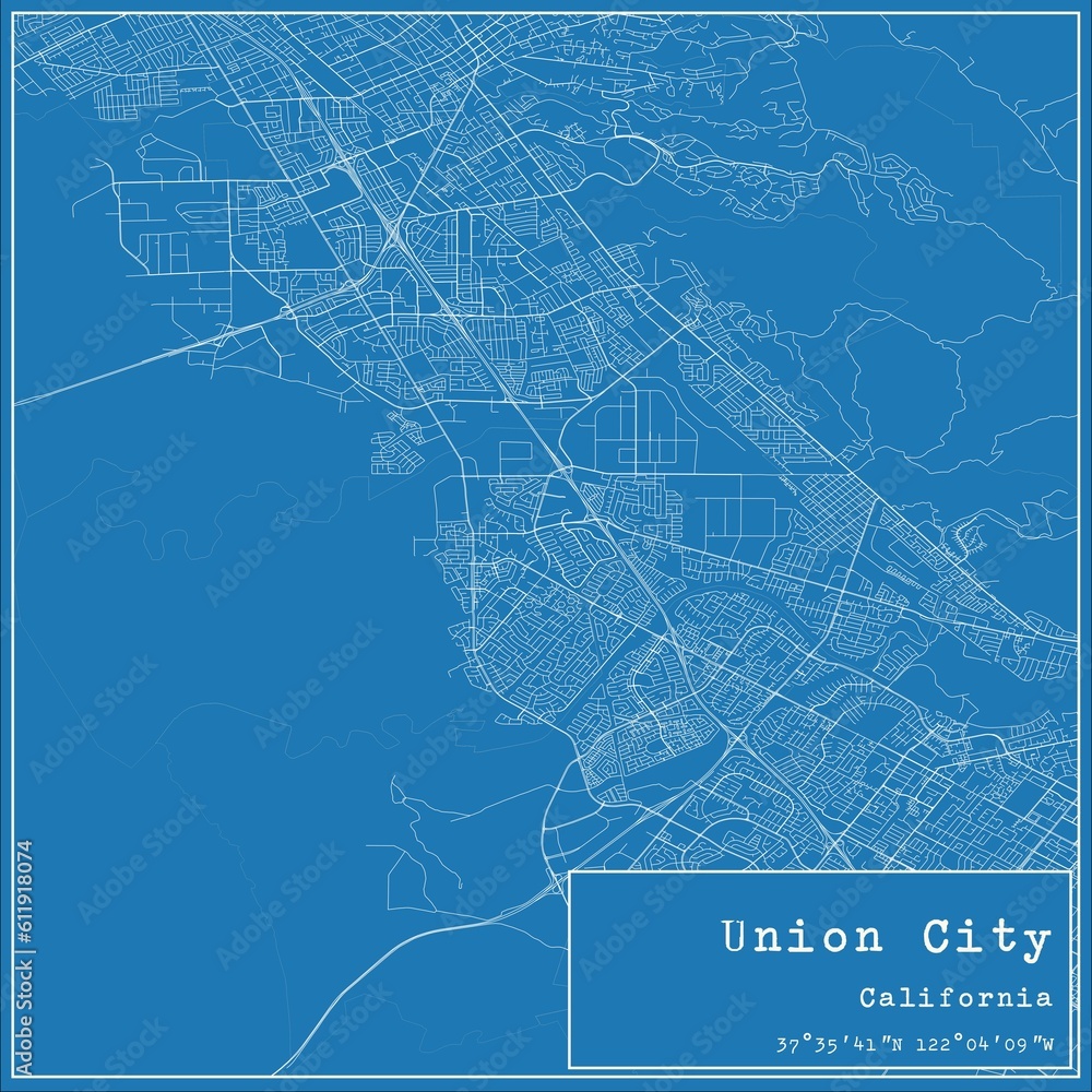 Blueprint US city map of Union City, California. Blueprint US city map of Union City, California.