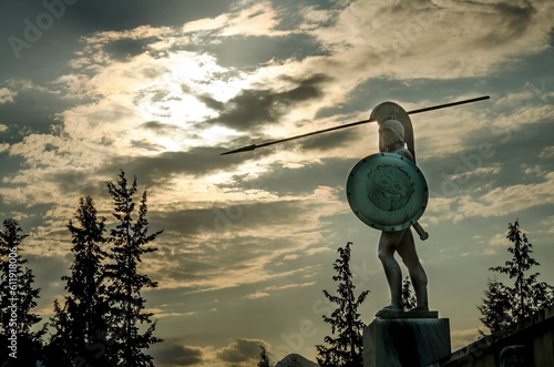 Leonidas statue the king of spartans in Thermopylae, Greece