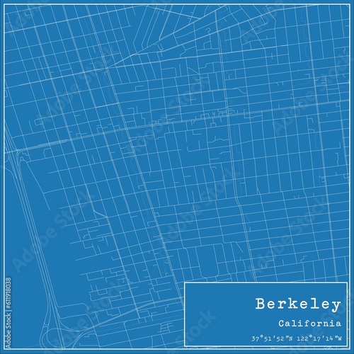 Print op canvas Blueprint US city map of Berkeley, California.