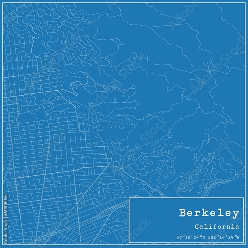 Fotografija Blueprint US city map of Berkeley, California.