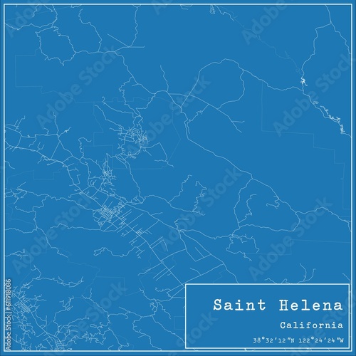 Blueprint US city map of Saint Helena, California. photo