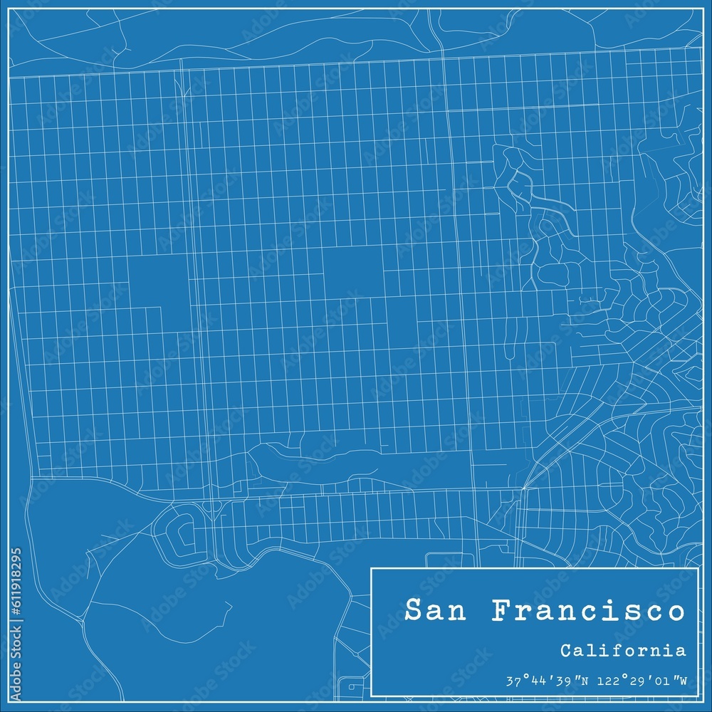 Blueprint US city map of San Francisco, California. Blueprint US city map of San Francisco, California.