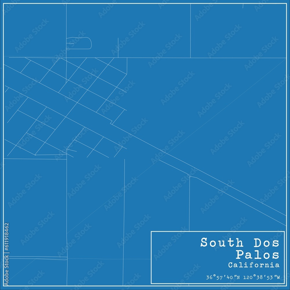 Blueprint US city map of South Dos Palos, California. Blueprint US city map of South Dos Palos, California.