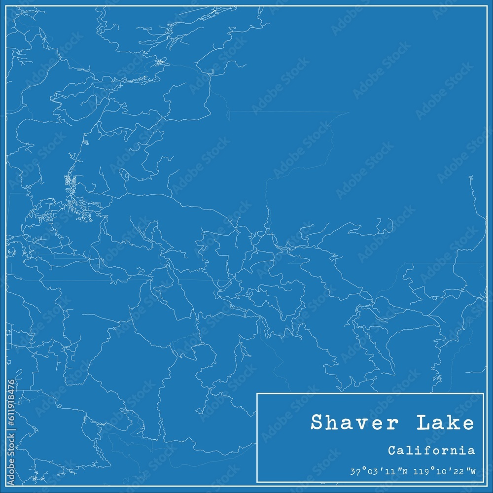Blueprint US city map of Shaver Lake, California. Blueprint US city map of Shaver Lake, California.