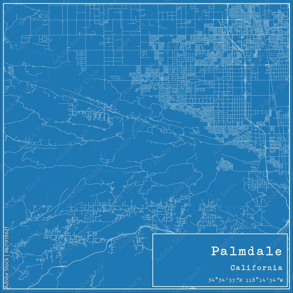 Obraz premium Blueprint US city map of Palmdale, California.