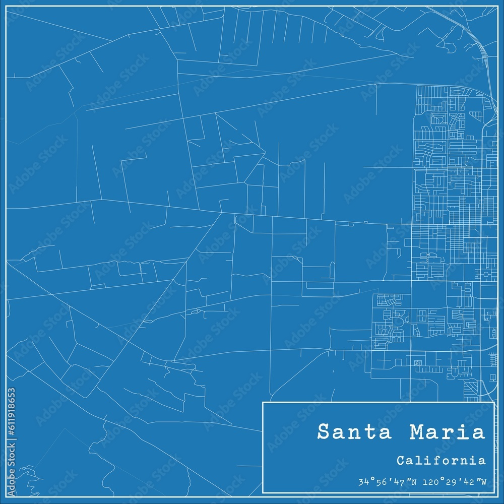 Blueprint US city map of Santa Maria, California. Blueprint US city map of Santa Maria, California.