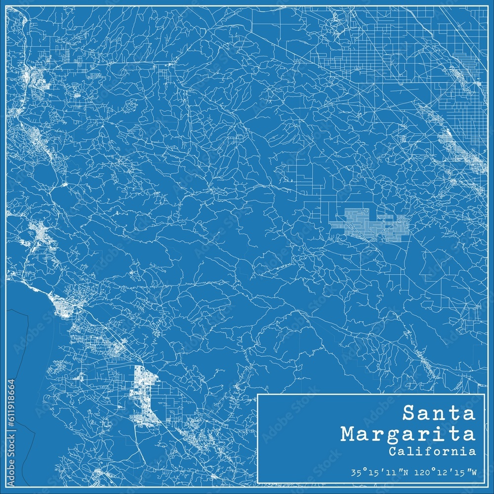 Blueprint US city map of Santa Margarita, California.