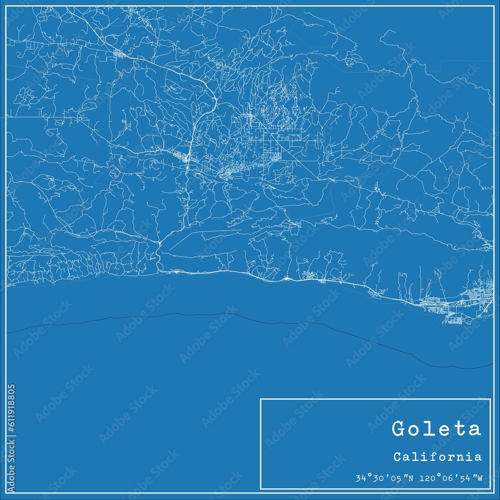 Blueprint US city map of Goleta, California. Blueprint US city map of Goleta, California.