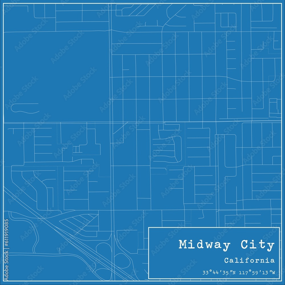 custom made wallpaper toronto digitalBlueprint US city map of Midway City, California.