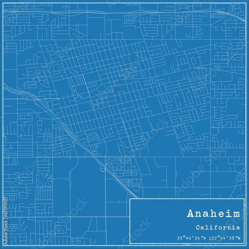 Wallpaper Mural Blueprint US city map of Anaheim, California. Torontodigital.ca