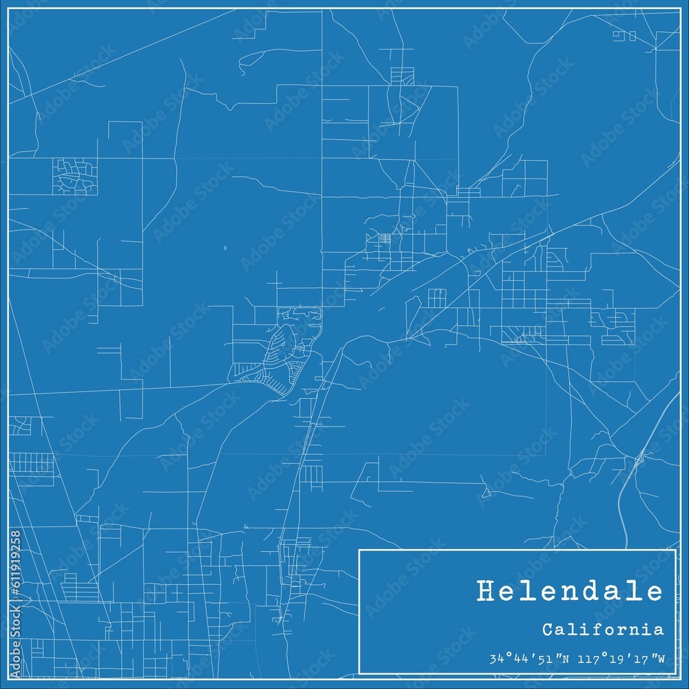 Blueprint US city map of Helendale, California.