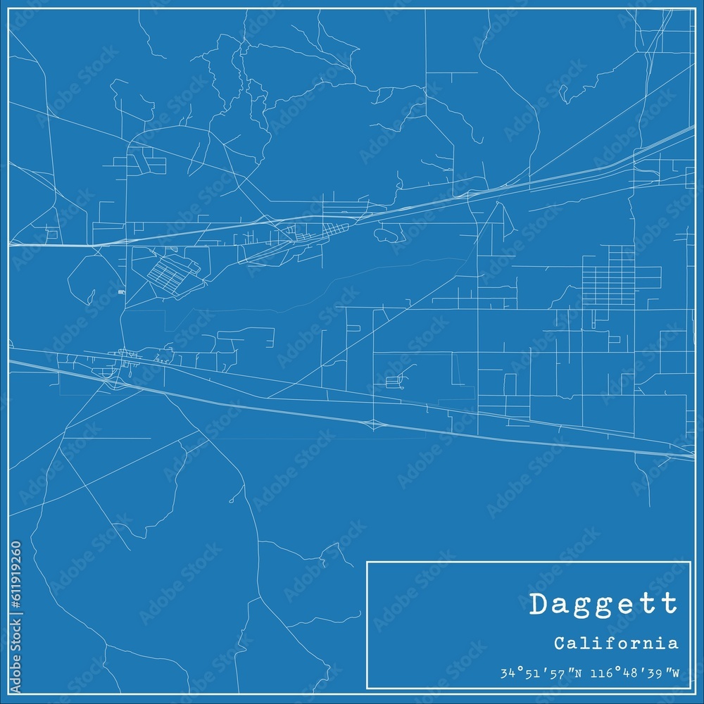 Blueprint US city map of Daggett, California.