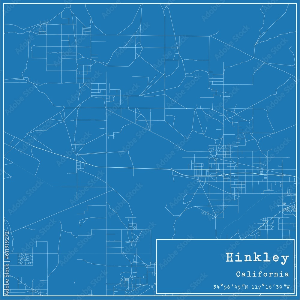 Blueprint US city map of Hinkley, California. Blueprint US city map of Hinkley, California.