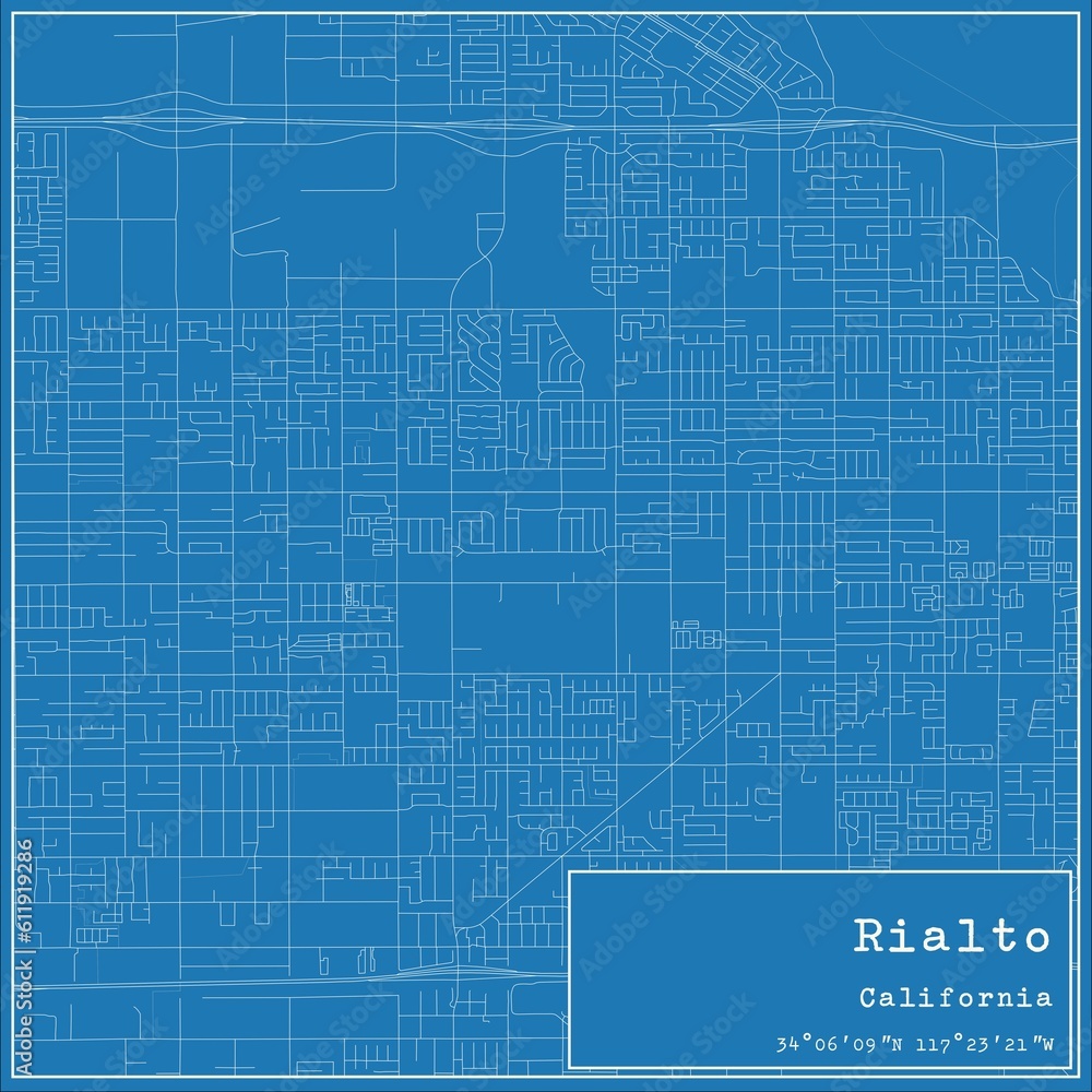 Blueprint US city map of Rialto, California. Blueprint US city map of Rialto, California.