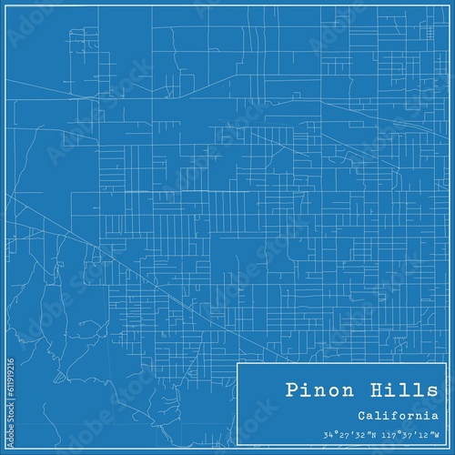 Wallpaper Mural Blueprint US city map of Pinon Hills, California. Torontodigital.ca