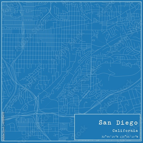 Wallpaper Mural Blueprint US city map of San Diego, California. Torontodigital.ca