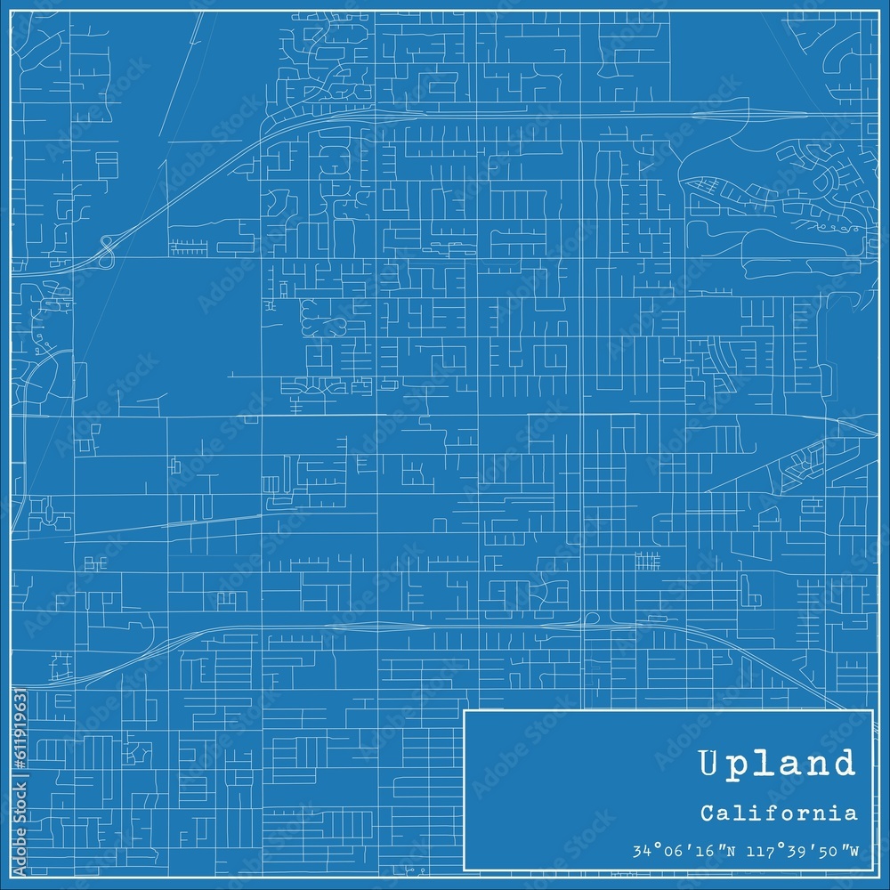 Blueprint US city map of Upland, California. Blueprint US city map of Upland, California.