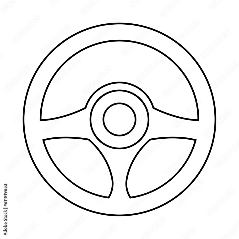 Steering wheel icon. Car, auto vector line icon. Automobile, machine, drive symbol. Linear style sign for mobile concept and web design. Wheel symbol illustration. Pixel vector graphics - Vector.