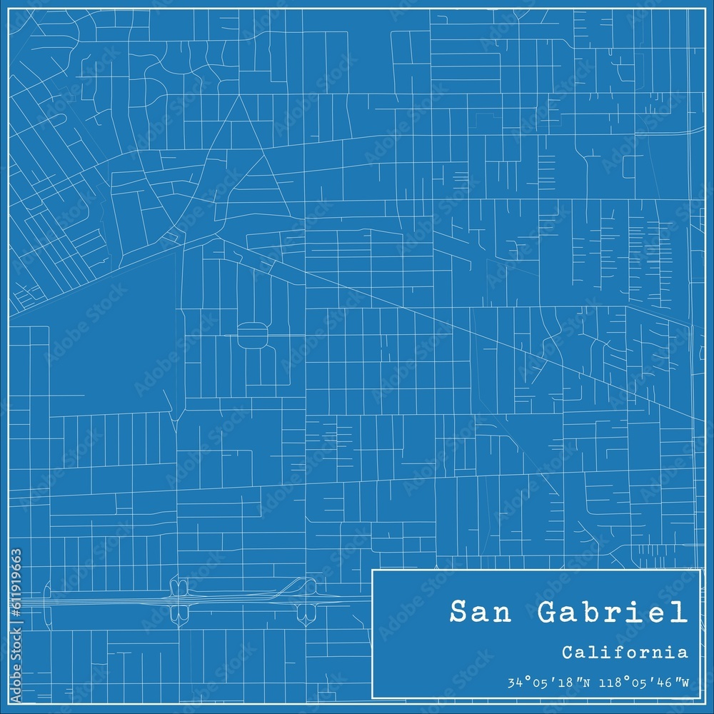 Blueprint US city map of San Gabriel, California. Blueprint US city map of San Gabriel, California.