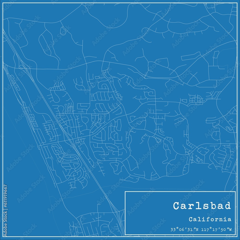 Fototapeta premium Blueprint US city map of Carlsbad, California.