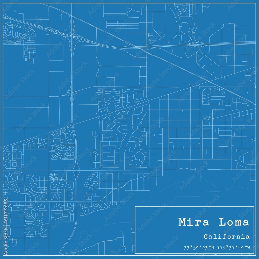 custom made wallpaper toronto digitalBlueprint US city map of Mira Loma, California.