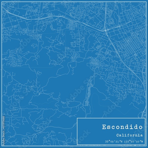 Blueprint US city map of Escondido, California. photo
