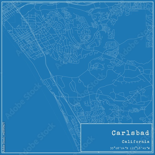 Blueprint US city map of Carlsbad, California. photo