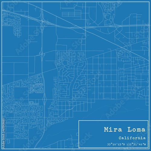 Wallpaper Mural Blueprint US city map of Mira Loma, California. Torontodigital.ca