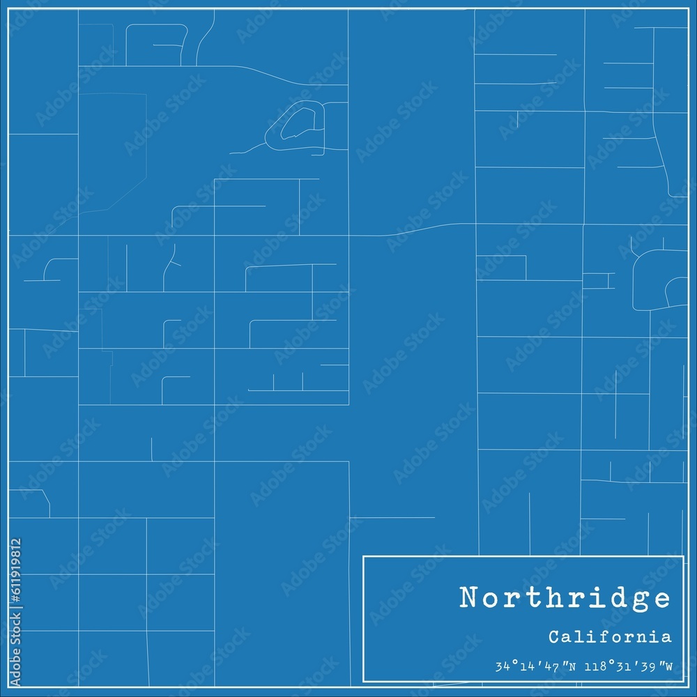 Blueprint US city map of Northridge, California. Stock Illustration Adobe Stock