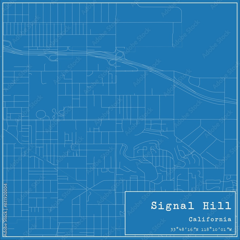 Blueprint US city map of Signal Hill, California. Blueprint US city map of Signal Hill, California.