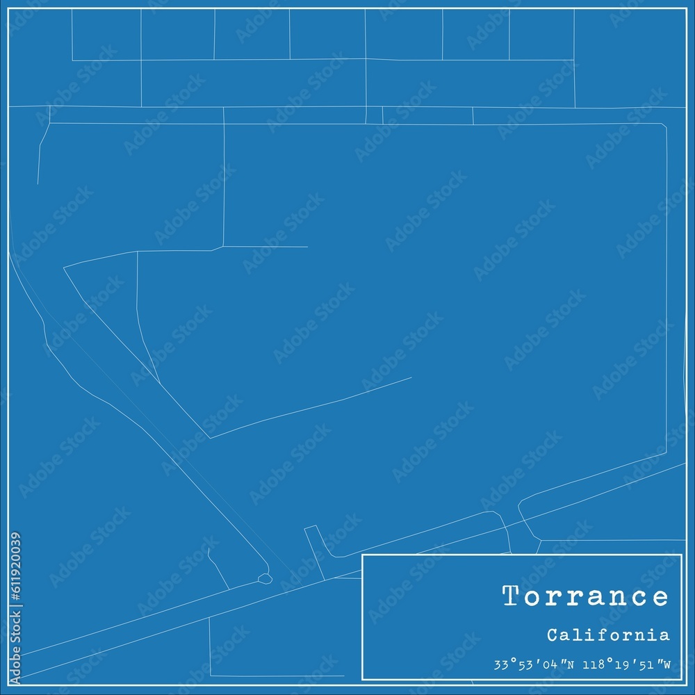 Fototapeta premium Blueprint US city map of Torrance, California.