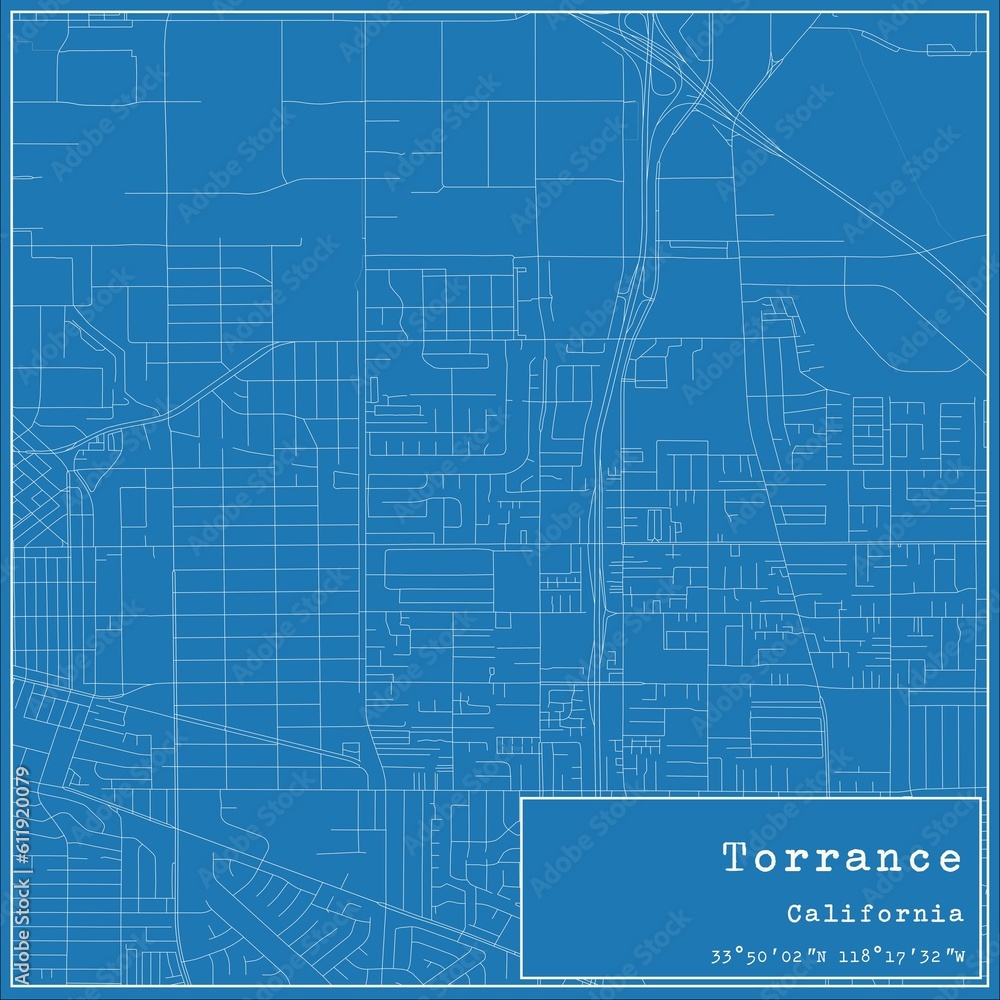Blueprint US city map of Torrance, California. Blueprint US city map of Torrance, California.